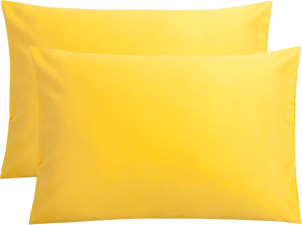2-Pack Microfiber Queen Pillow Cases, Envelope Closure, Yellow