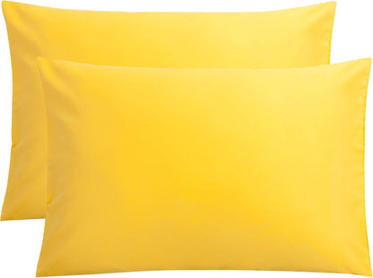 2-Pack Microfiber Queen Pillow Cases, Envelope Closure, Yellow