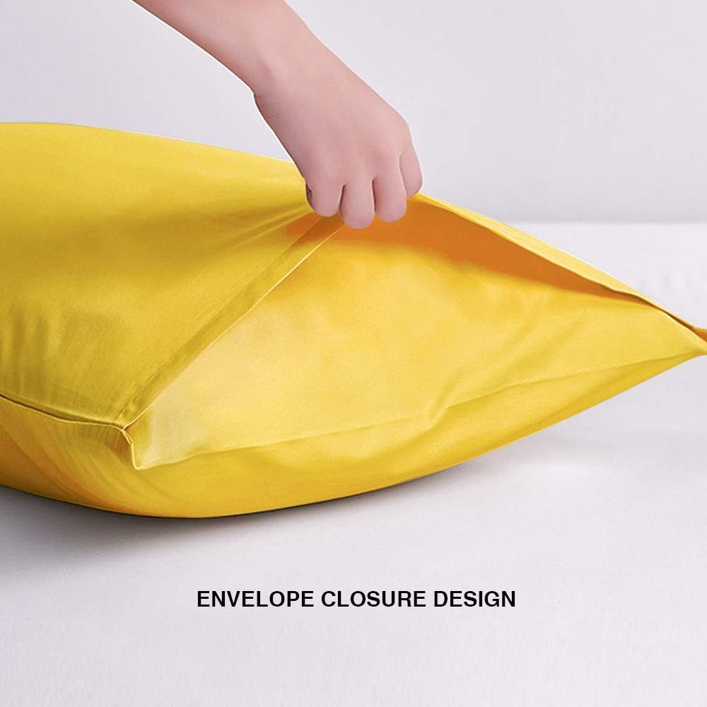2-Pack Microfiber Queen Pillow Cases, Envelope Closure, Yellow
