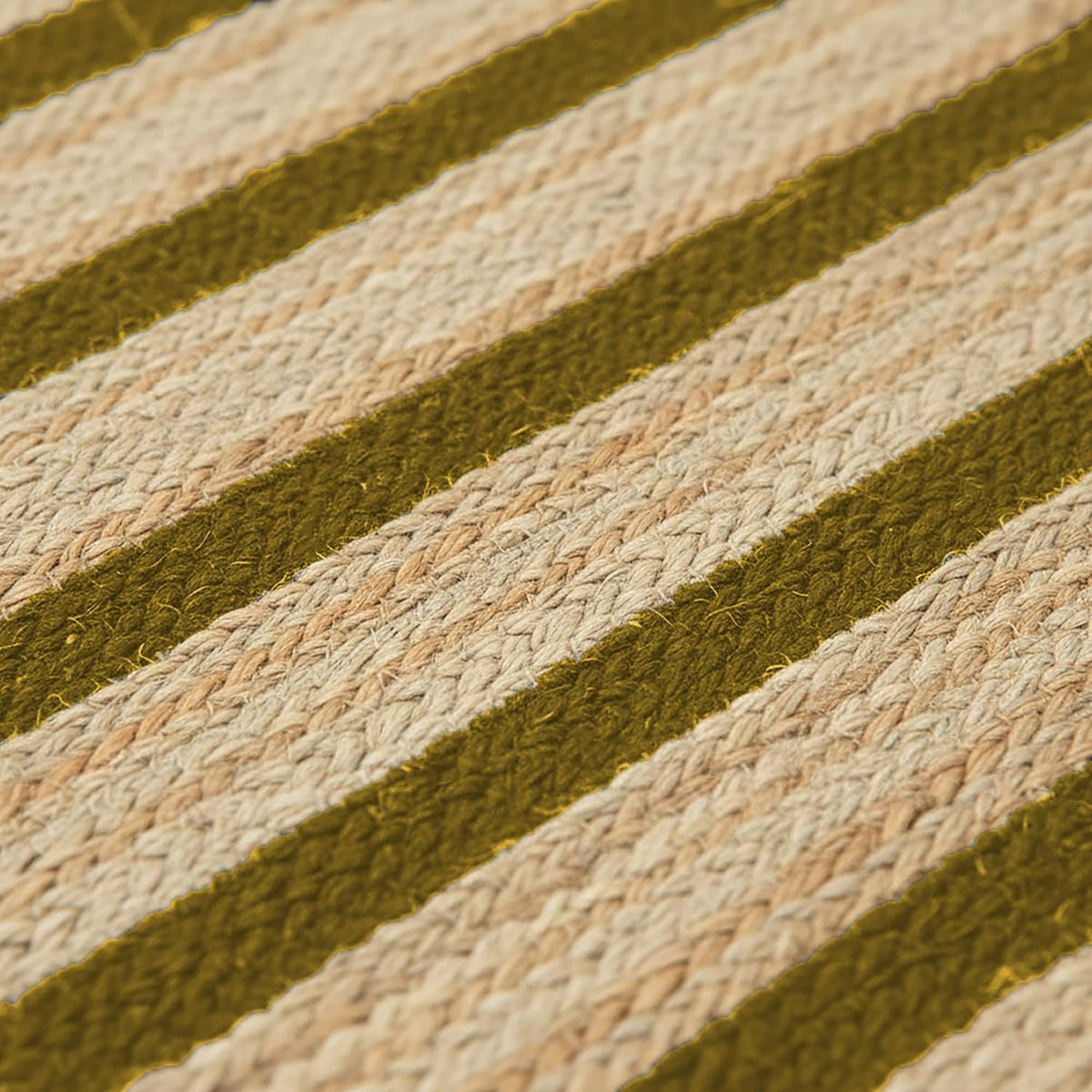 Runner Jute Rug 2.6x8 Hand Woven Jute Braided Yellow Striped Pattern Rug Thick 0.27" Ideal for Runner Areas Rugs for Hallway, Kitchen, Entryways Laundry Boho Carpets Home Décor