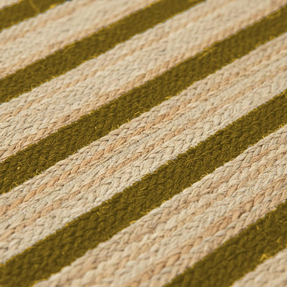 Runner Jute Rug 2.6x8 Hand Woven Jute Braided Yellow Striped Pattern Rug Thick 0.27" Ideal for Runner Areas Rugs for Hallway, Kitchen, Entryways Laundry Boho Carpets Home Décor