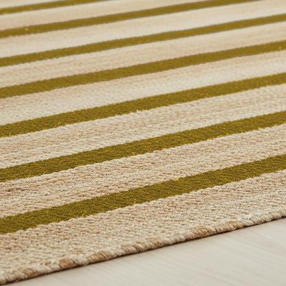 Runner Jute Rug 2.6x8 Hand Woven Jute Braided Yellow Striped Pattern Rug Thick 0.27" Ideal for Runner Areas Rugs for Hallway, Kitchen, Entryways Laundry Boho Carpets Home Décor