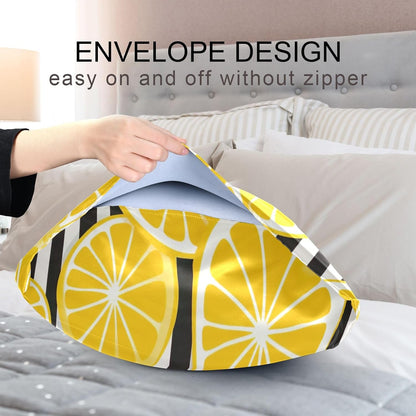 Yellow Lemon Striped Satin Pillowcase for Hair and Skin Body Bed Pillow Cases Standard Size 20"X26" Pillowcase Pillow Covers with Envelope Closure for Women Men