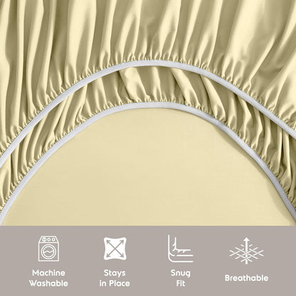 Extra Deep Queen Sheet Set - 6 Piece Breathable & Cooling Sheets - Hotel Luxury Bedding Set w/18-24 Inch Extra Deep Pockets - Easy & Secure Fit - Soft, Wrinkle Free & Comfy - Vanilla Yellow