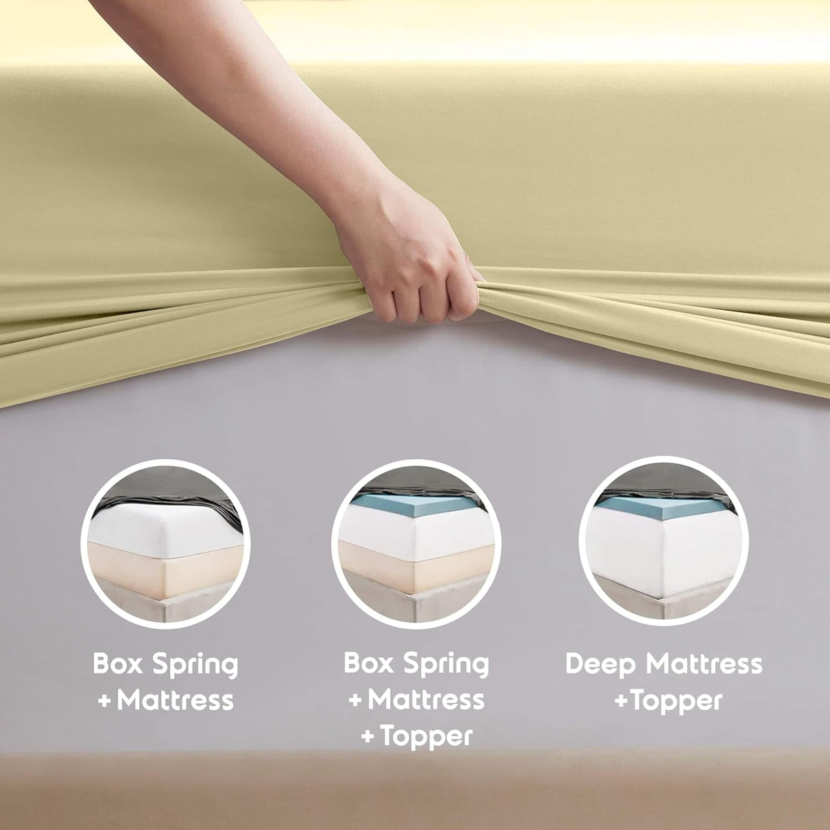 Extra Deep Queen Sheet Set - 6 Piece Breathable & Cooling Sheets - Hotel Luxury Bedding Set w/18-24 Inch Extra Deep Pockets - Easy & Secure Fit - Soft, Wrinkle Free & Comfy - Vanilla Yellow
