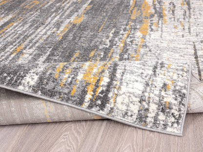 Rugs Grey & Yellow Painted Pattern Area Rug Bold Rugged Contemporary Modern Style Accent, Laguna Collection | Turkish Made Superior Comfort & Construction | Stain Shed Resistant (6' x 9')