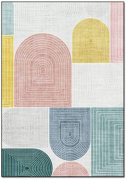 Modern Fashion Abstract Gradient Yellow Area Rugs Living Bedroom Bedside Geometry Carpet Floor Mats Indoor Outdoor Non Slip Kitchen Runner Rug Washable Laundry Room Home Décor 4' X 6'