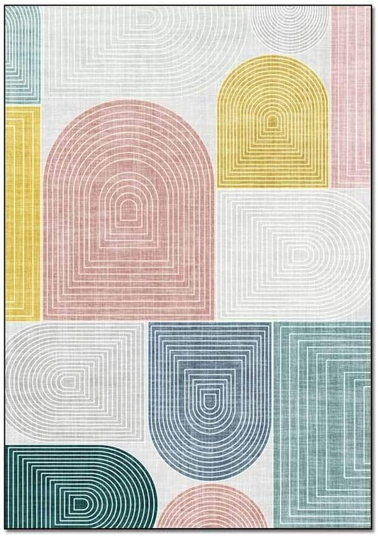 Modern Fashion Abstract Gradient Yellow Area Rugs Living Bedroom Bedside Geometry Carpet Floor Mats Indoor Outdoor Non Slip Kitchen Runner Rug Washable Laundry Room Home Décor 4' X 6'