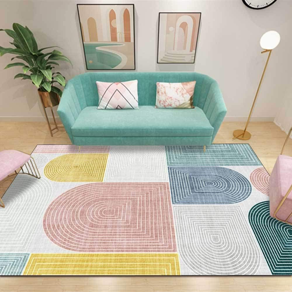 Modern Fashion Abstract Gradient Yellow Area Rugs Living Bedroom Bedside Geometry Carpet Floor Mats Indoor Outdoor Non Slip Kitchen Runner Rug Washable Laundry Room Home Décor 4' X 6'
