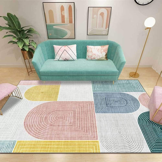 Modern Fashion Abstract Gradient Yellow Area Rugs Living Bedroom Bedside Geometry Carpet Floor Mats Indoor Outdoor Non Slip Kitchen Runner Rug Washable Laundry Room Home Décor 4' X 6'