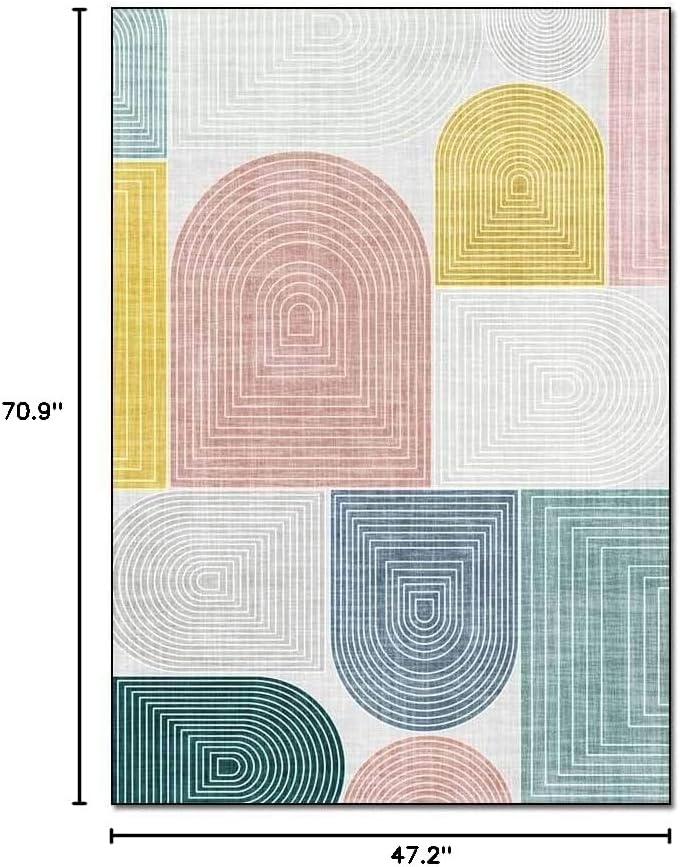 Modern Fashion Abstract Gradient Yellow Area Rugs Living Bedroom Bedside Geometry Carpet Floor Mats Indoor Outdoor Non Slip Kitchen Runner Rug Washable Laundry Room Home Décor 4' X 6'