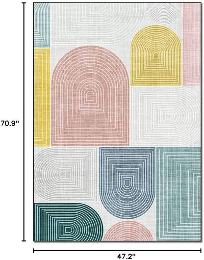 Modern Fashion Abstract Gradient Yellow Area Rugs Living Bedroom Bedside Geometry Carpet Floor Mats Indoor Outdoor Non Slip Kitchen Runner Rug Washable Laundry Room Home Décor 4' X 6'