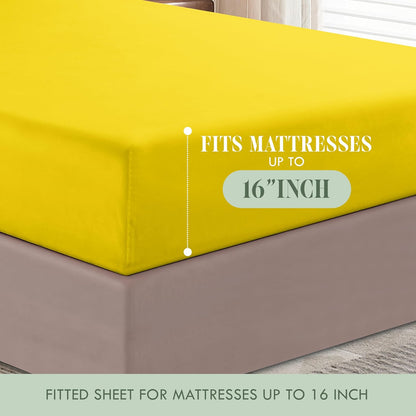 Luxury Soft 1500 Premium Hotel Quality Microfiber Wrinkle and Fade Resistant Cozy 6-Piece Bedding Set, Easy All Around Elastic Fitted Sheet, Deep Pocket, California King, Yellow