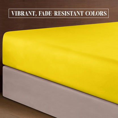 Luxury Soft 1500 Premium Hotel Quality Microfiber Wrinkle and Fade Resistant Cozy 6-Piece Bedding Set, Easy All Around Elastic Fitted Sheet, Deep Pocket, California King, Yellow