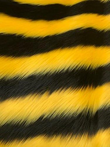 Shaggy 2 Tone Stripe Faux Fur Fabric by The Yard Can Be Used for Costumes-Clothing-Accessories-Rugs [Black/Yellow]!!!