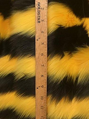 Shaggy 2 Tone Stripe Faux Fur Fabric by The Yard Can Be Used for Costumes-Clothing-Accessories-Rugs [Black/Yellow]!!!
