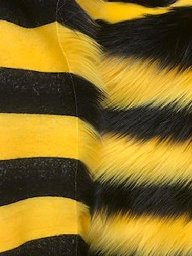 Shaggy 2 Tone Stripe Faux Fur Fabric by The Yard Can Be Used for Costumes-Clothing-Accessories-Rugs [Black/Yellow]!!!