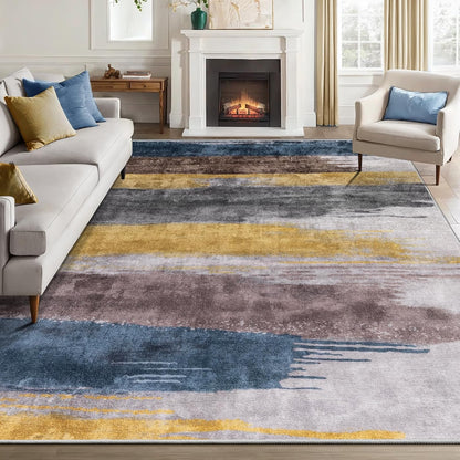 Ciicool 8x10 Area Rugs for Living Room, Modern Abstract Washable Rug Yellow