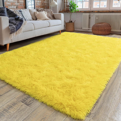 Dssimo Yellow Rug for Bedroom Living Room, 4x6 Soft Shaggy Area Rugs