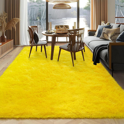 Dssimo Yellow Rug for Bedroom Living Room, 4x6 Soft Shaggy Area Rugs