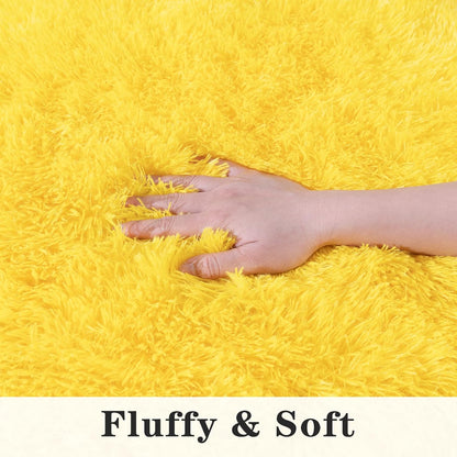 Dssimo Yellow Rug for Bedroom Living Room, 4x6 Soft Shaggy Area Rugs