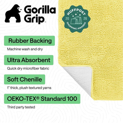 Bath Rug Mat for Bathroom, Absorbent Chenille, 60x24 Yellow