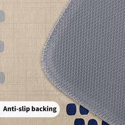 Boho Kitchen Rugs Set of 2 Blue Yellow Polka Dots Striped Print Modern Kitchen Mats for Floor Non Slip Neutral Farmhouse Kitchen Decor Runner Rugs, 17x47 inch and 17x30 inch