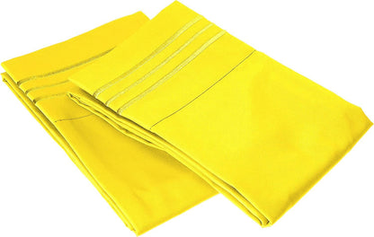 Wrinkle & Fade Resistant 1500 Premium Hotel Quality Microfiber Ultra Soft Luxurious 2-Piece Pillowcases, Standard Size, Yellow