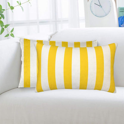 Lemon Yellow Stripes Standard Pillowcases Sets of 2, Ultra Soft Microfiber Plush Pillow Cases 14"X20" Comfort Decorative Throw Pillow Cover with Hidden Zipper for Bedroom, Sofa, Couch