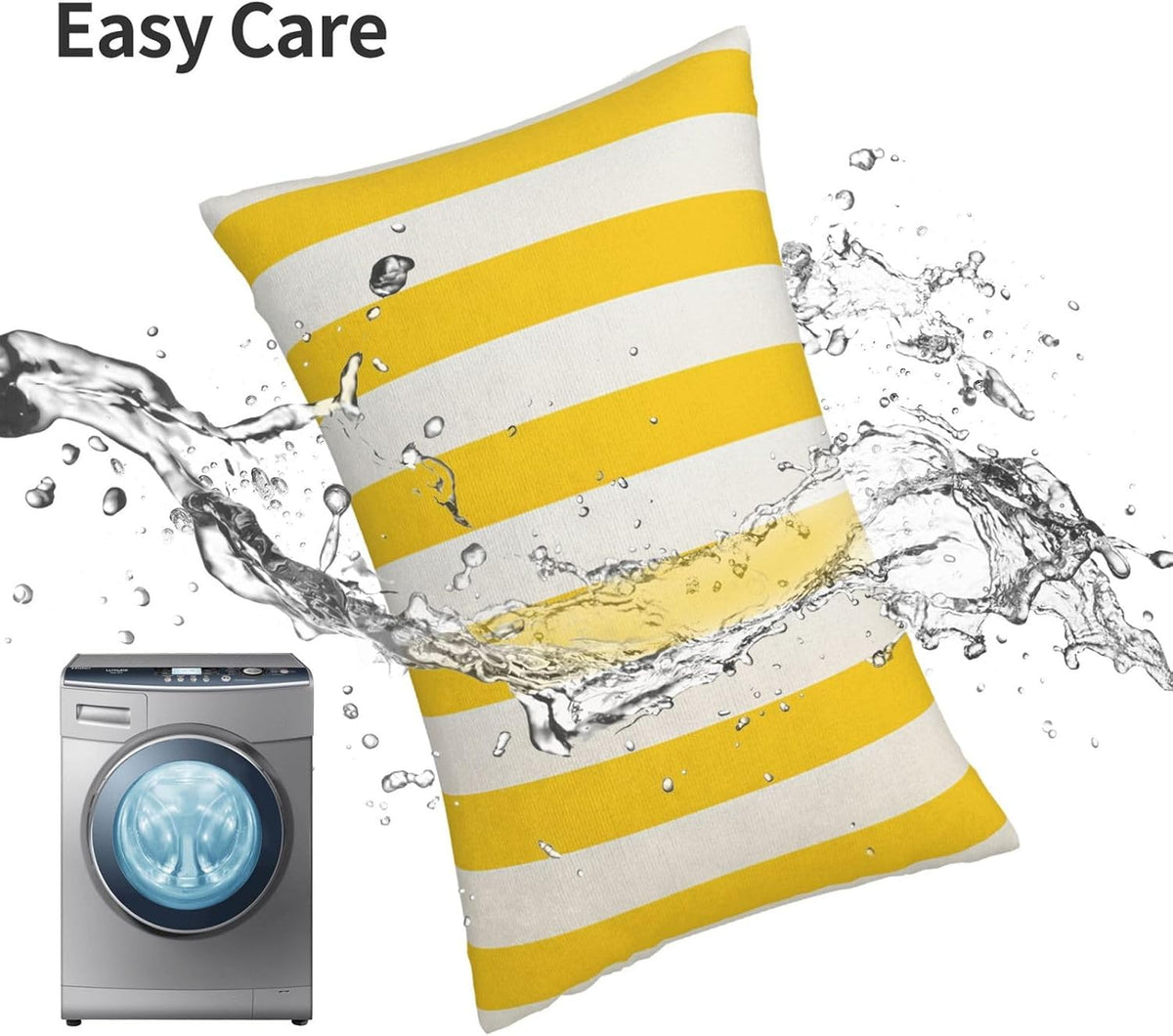 Lemon Yellow Stripes Standard Pillowcases Sets of 2, Ultra Soft Microfiber Plush Pillow Cases 14"X20" Comfort Decorative Throw Pillow Cover with Hidden Zipper for Bedroom, Sofa, Couch