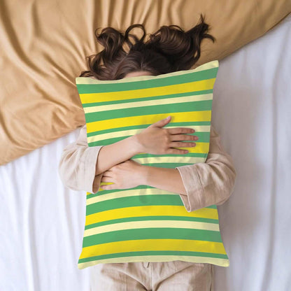 Lemon Green Yellow Pillow Cases Standard Size Set of 2, Summer Modern Farmhouse Striped Satin Pillowcase with Zipper for Hair/Skin, Decorative Pillow Covers for Bed/Couch/Sofa, 20x26 Inches