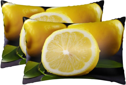 Satin Pillowcase for Hair and Skin Silk Pillow Cases Queen Size Satin Pillow Cover 20x30 Inches Yellow Lemon Pillowcases with Zipper Cooling Pillow Cases Gifts for Women Men