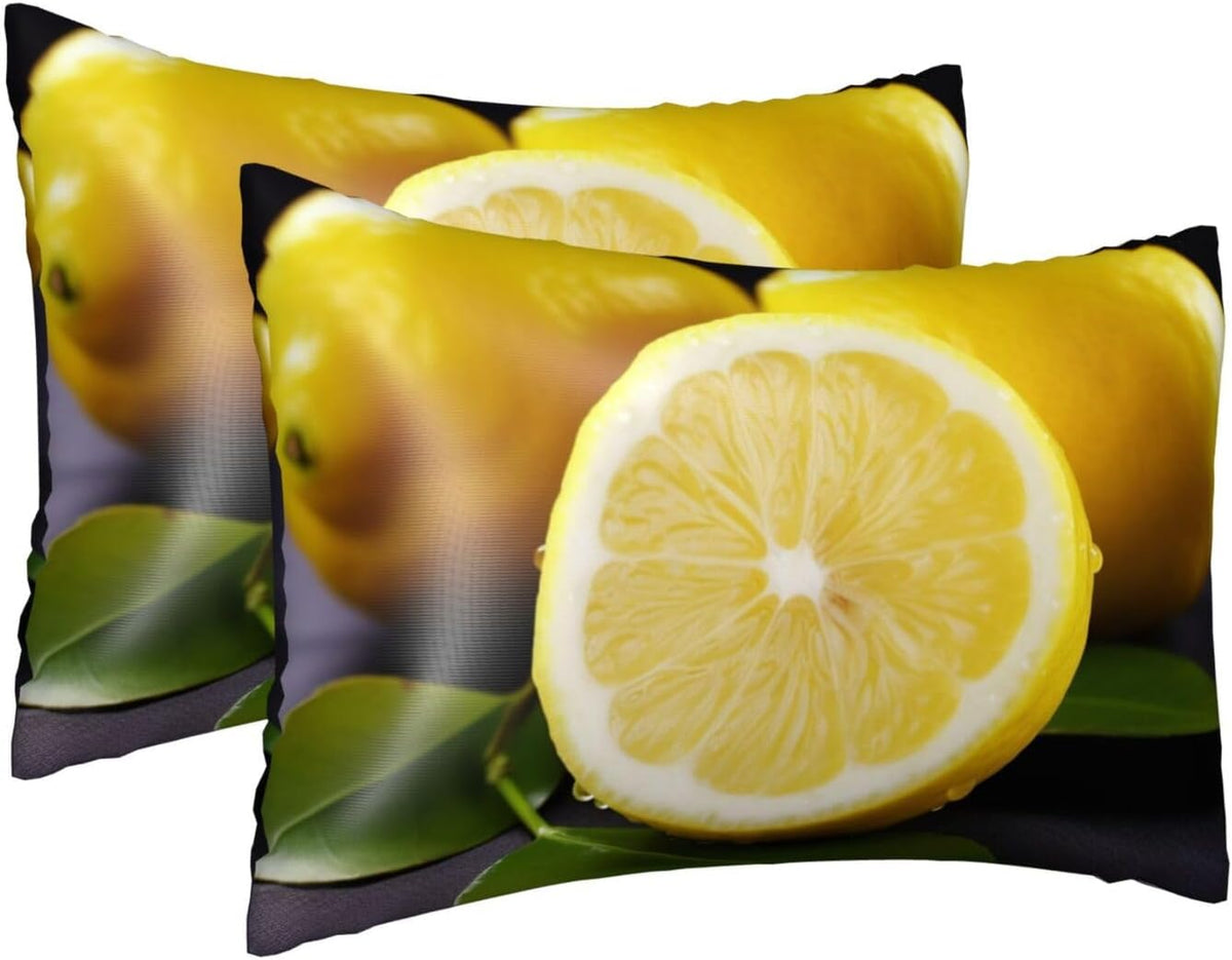 Satin Pillowcase for Hair and Skin Silk Pillow Cases Queen Size Satin Pillow Cover 20x30 Inches Yellow Lemon Pillowcases with Zipper Cooling Pillow Cases Gifts for Women Men