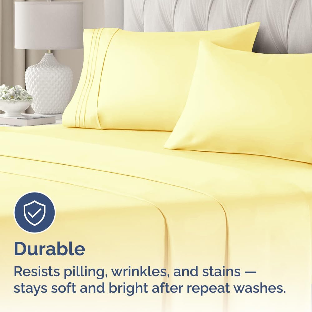 Queen Pillow Cases Set of 2 - Ultra Soft Cozy Pillowcase Covers - Yellow