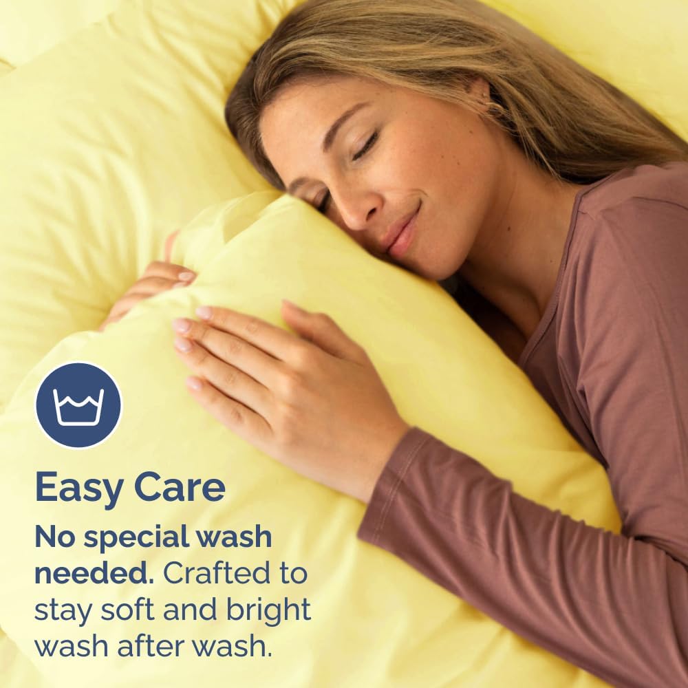 Queen Pillow Cases Set of 2 - Ultra Soft Cozy Pillowcase Covers - Yellow