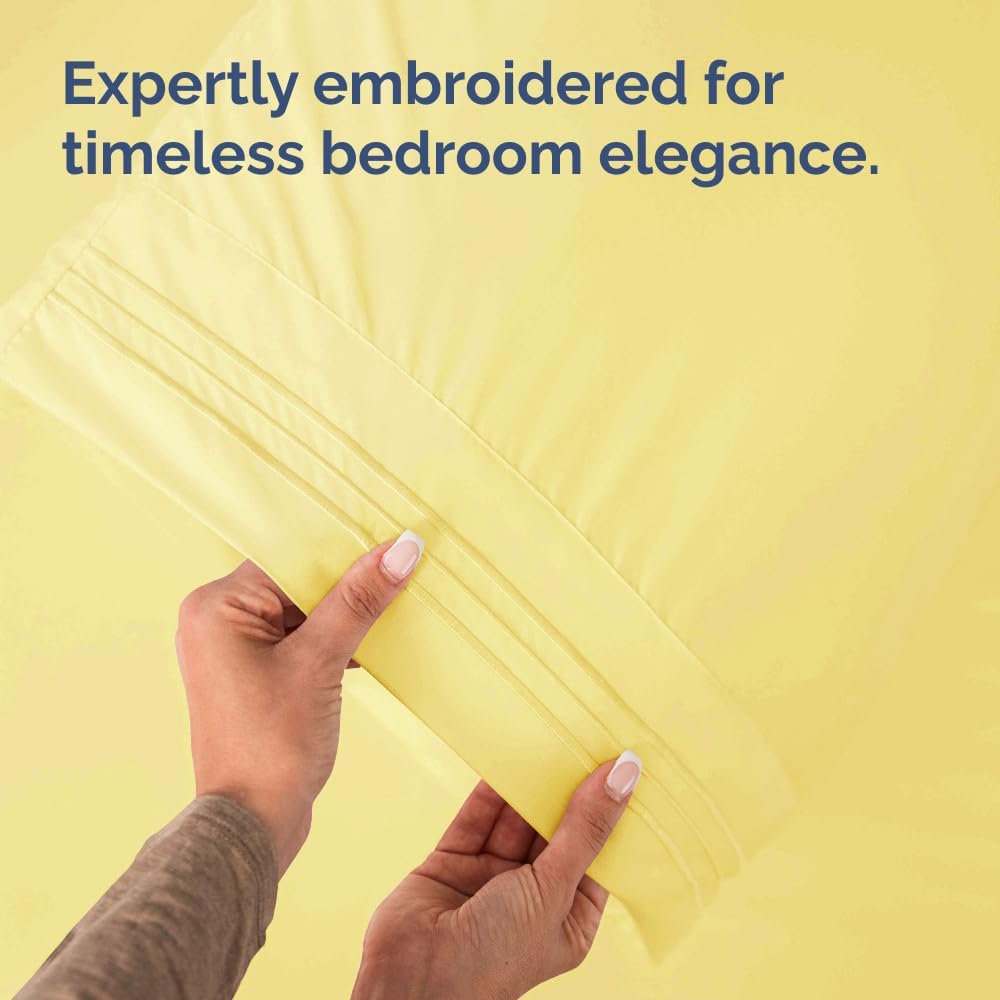 Queen Pillow Cases Set of 2 - Ultra Soft Cozy Pillowcase Covers - Yellow