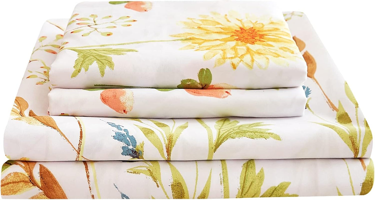 Boho Floral Printed Queen Sheet Set Extra Deep Pocket