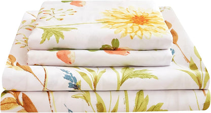 Boho Floral Printed Queen Sheet Set Extra Deep Pocket
