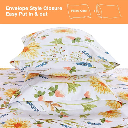 Boho Floral Printed Queen Sheet Set Extra Deep Pocket