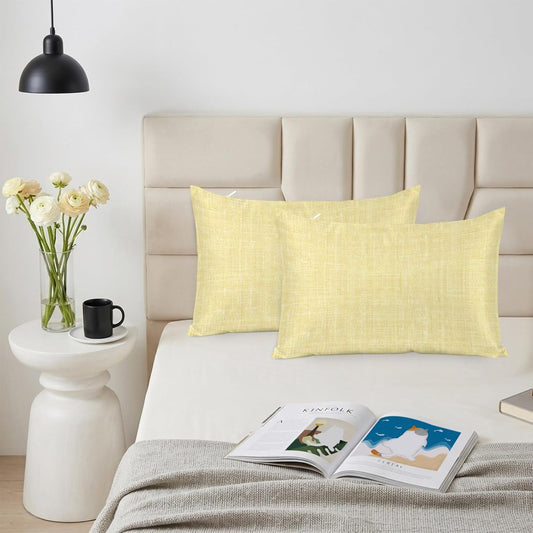 Satin Pillowcases Standard Size, Lemon Yellow Silk Pillow Cases for Hair and Skin with Zipper 2 Pack, Farmhouse Vintage Yellow Solid Color Modern Smooth Throw Pillow Covers for Sleeping, 20"x26"