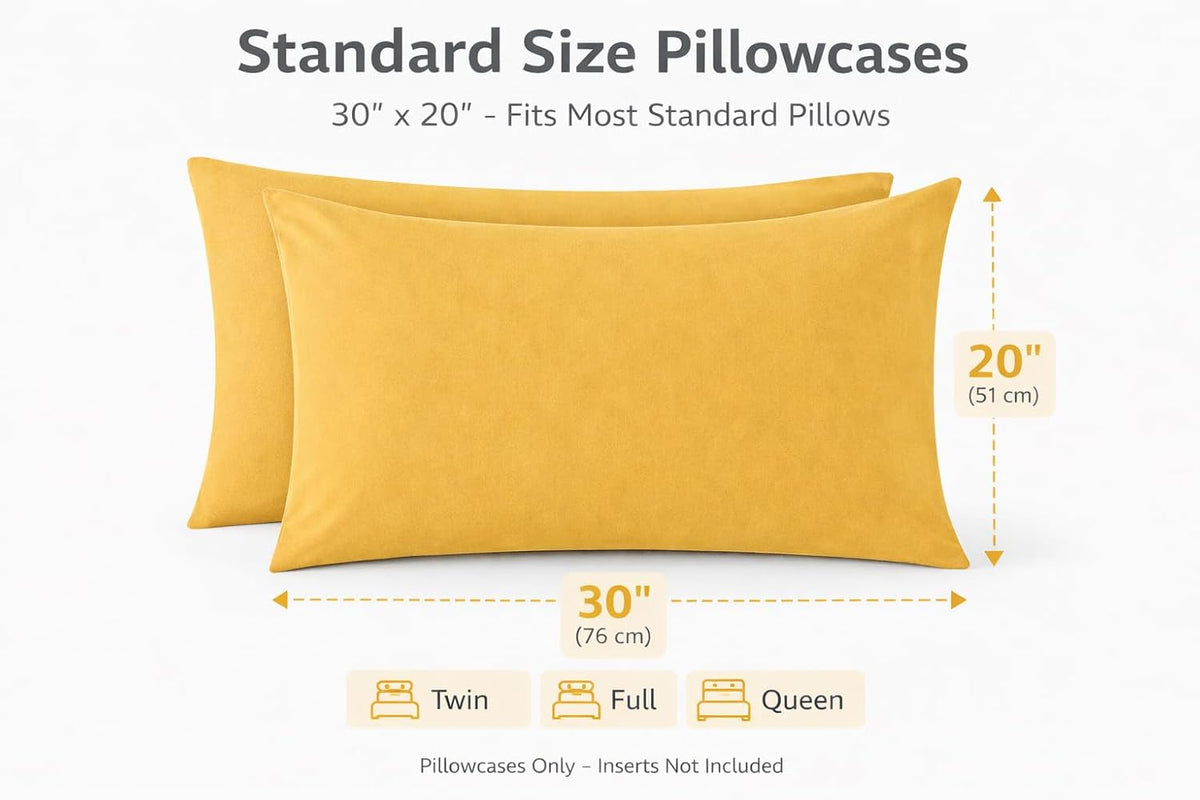 Standard Microfiber Pillowcases Set of 2, 20"x30" (Spicy Mustard)