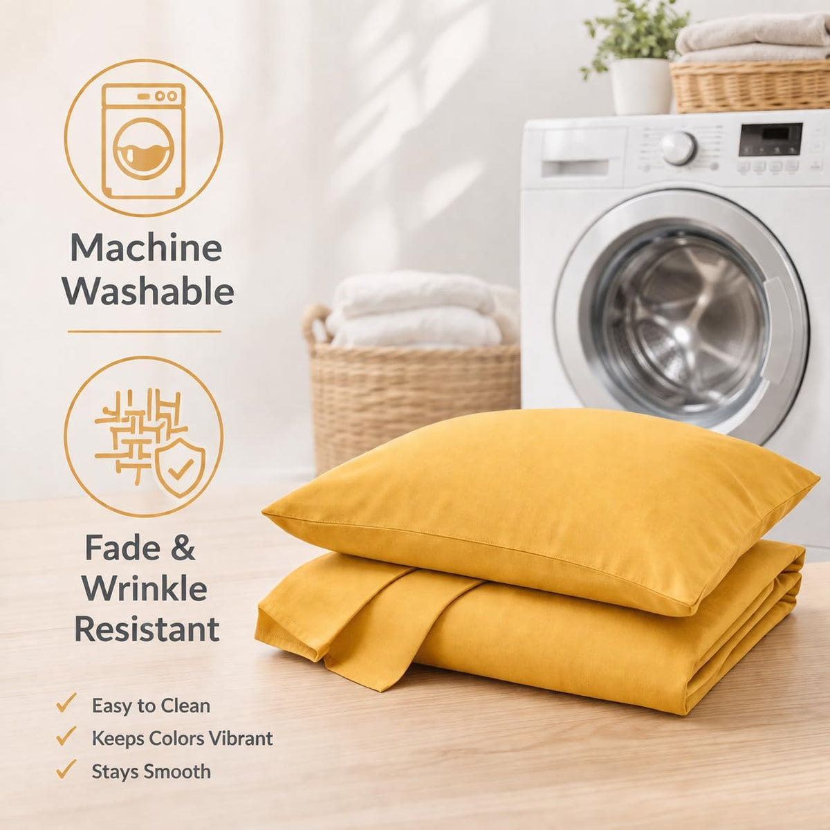 Standard Microfiber Pillowcases Set of 2, 20"x30" (Spicy Mustard)
