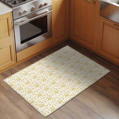 Christmas Winter 2x3 Area Rugs for Living Room, Snowflake Xmas Flower Yellow White Non Slip Floor Mat Washable Low-Profile Indoor Carpet for Bedroom, Dining Room, Bathroom