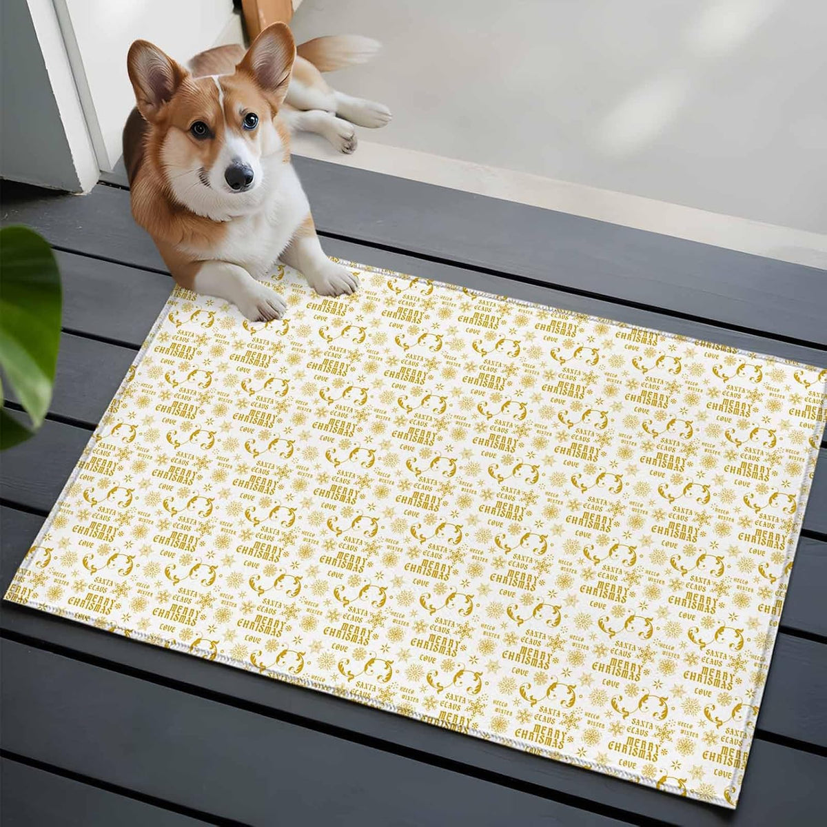 Christmas Winter 2x3 Area Rugs for Living Room, Snowflake Xmas Flower Yellow White Non Slip Floor Mat Washable Low-Profile Indoor Carpet for Bedroom, Dining Room, Bathroom