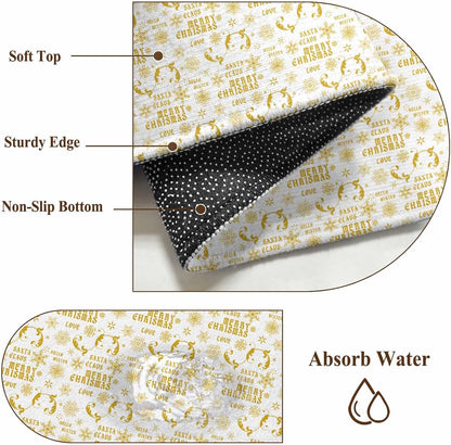 Christmas Winter 2x3 Area Rugs for Living Room, Snowflake Xmas Flower Yellow White Non Slip Floor Mat Washable Low-Profile Indoor Carpet for Bedroom, Dining Room, Bathroom