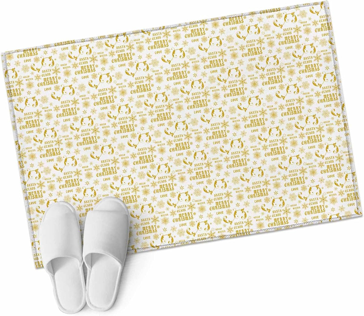 Christmas Winter 2x3 Area Rugs for Living Room, Snowflake Xmas Flower Yellow White Non Slip Floor Mat Washable Low-Profile Indoor Carpet for Bedroom, Dining Room, Bathroom