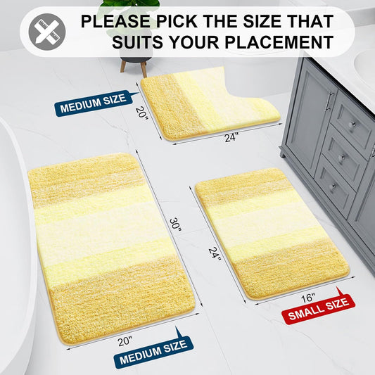Microfiber Bathroom Rugs, Shaggy Soft Absorbent Bath Rug, 47x24