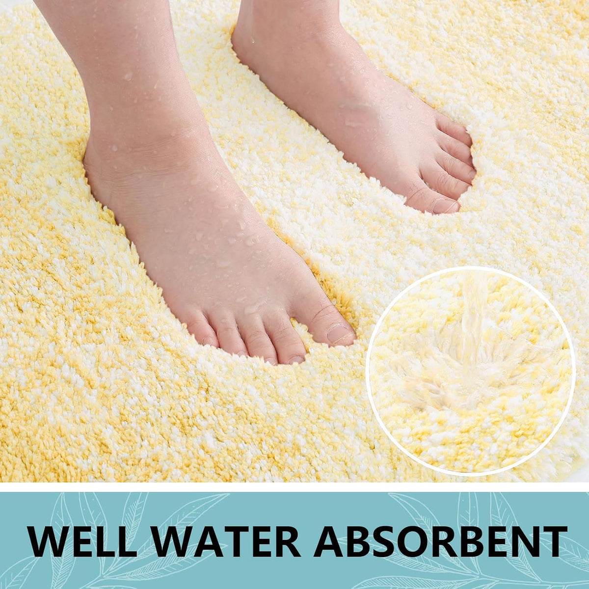 Microfiber Bathroom Rugs, Shaggy Soft Absorbent Bath Rug, 47x24