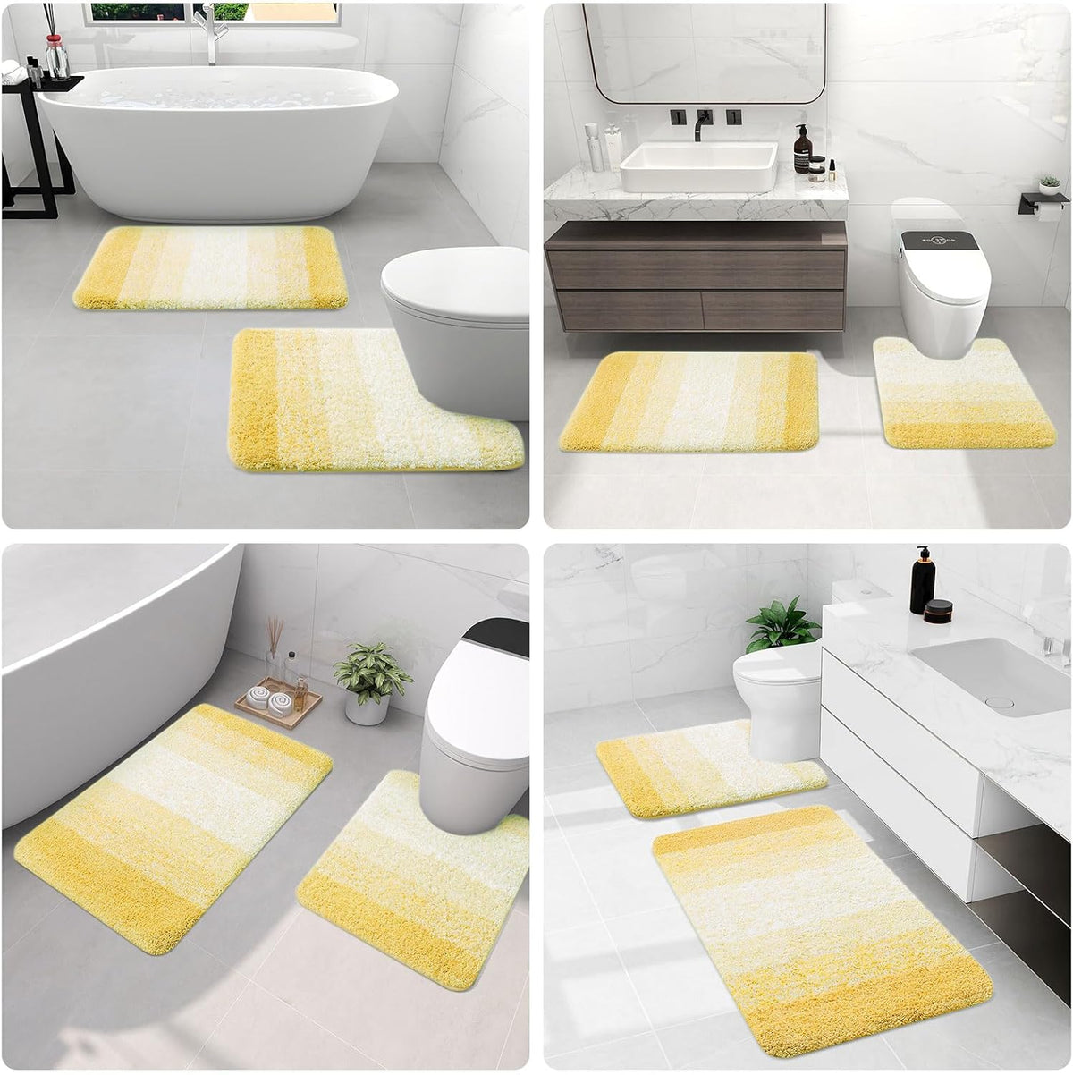 Microfiber Bathroom Rugs, Shaggy Soft Absorbent Bath Rug, 47x24