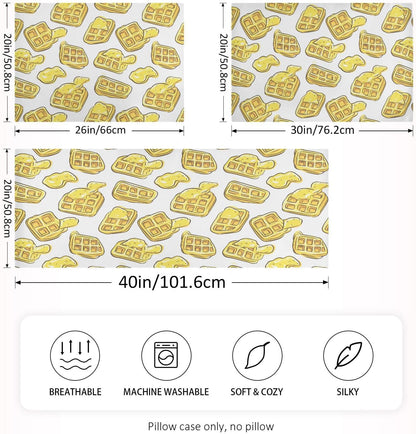 Lemon Yellow Ice Cream Waffle Satin Pillowcase Standard Size 20x26in – Soft Silky Pillow Cover for Hair and Skin, No Zipper Envelope Closure, Single Pack for Bed Couch Bedroom